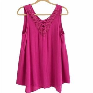 JohnPaulRichard V-neck Sleeveless Tank Top Pink Size Medium